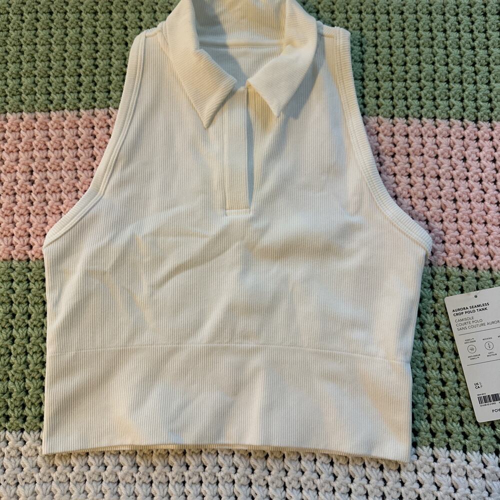 Athleta Women’s Size Small White Aurora Seamless Crop Polo Tank NWT MSRP 69$
